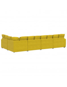 Divano Modulare con Cuscini in Velluto Giallo 2