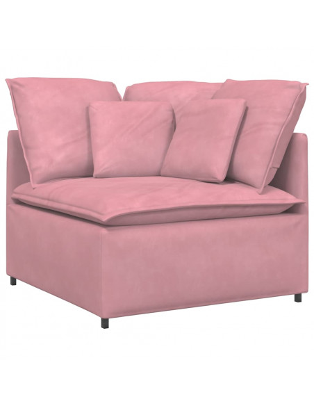 Divano Modulare con Cuscini in Velluto Rosa