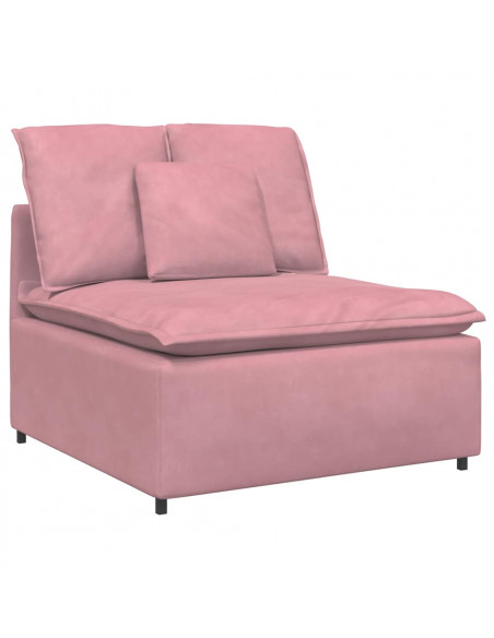 Divano Modulare con Cuscini in Velluto Rosa