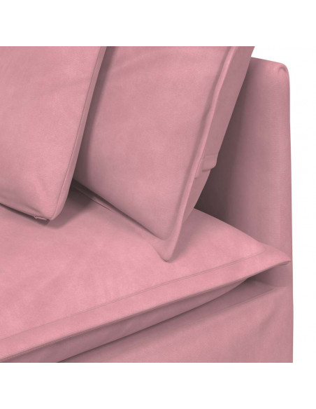 Divano Modulare con Cuscini in Velluto Rosa