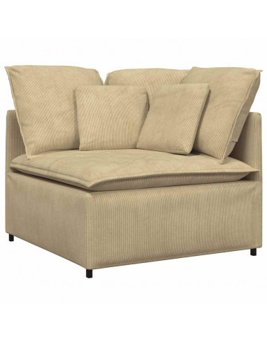 Divano Modulare con Cuscini Tessuto a Coste Verde Chiaro Grigio