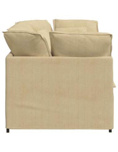 Divano Modulare con Cuscini Tessuto a Coste Verde Chiaro Grigio