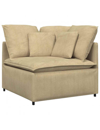 Divano Modulare con Cuscini Tessuto a Coste Verde Chiaro Grigio