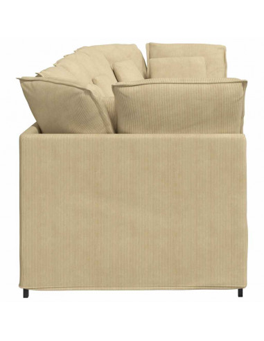 Divano Modulare con Cuscini Tessuto a Coste Verde Chiaro Grigio