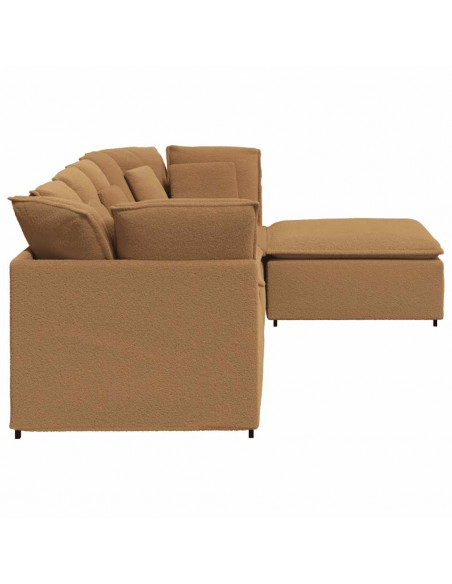 Divano Modulare con Poggiapiedi e Cuscini Beige