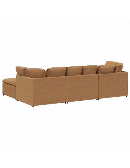 Divano Modulare con Poggiapiedi e Cuscini Beige