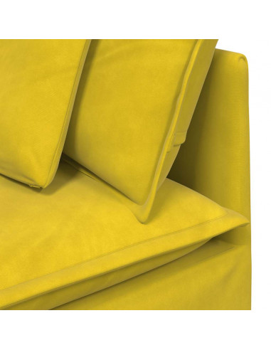 Divano Modulare con Poggiapiedi e Cuscini in Velluto Giallo