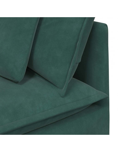 Divano Modulare con Poggiapiedi e Cuscini Velluto Verde Scuro