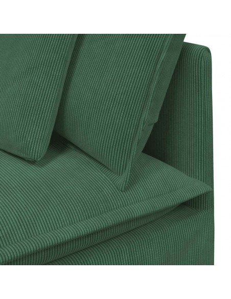 Divano Modulare con Poggiapiedi e Cuscini Verde Giungla