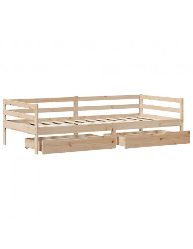 Dormeuse con Cassetti 80x200 cm in Legno Massello di Pino