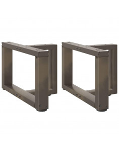 Gambe Tavolino Caffè a T 2 pz Naturale 50x25x(30-31) cm Acciaio