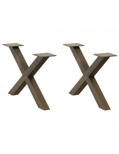 Gambe Tavolino Caffè a X 2 pz Naturale 50x(30-31) cm in Acciaio