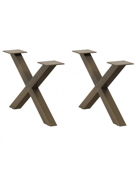 Gambe Tavolino Caffè a X 2 pz Naturale 50x(30-31) cm in Acciaio