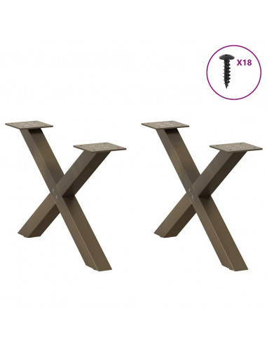 Gambe Tavolino Caffè a X 2 pz Naturale 50x(30-31) cm in Acciaio
