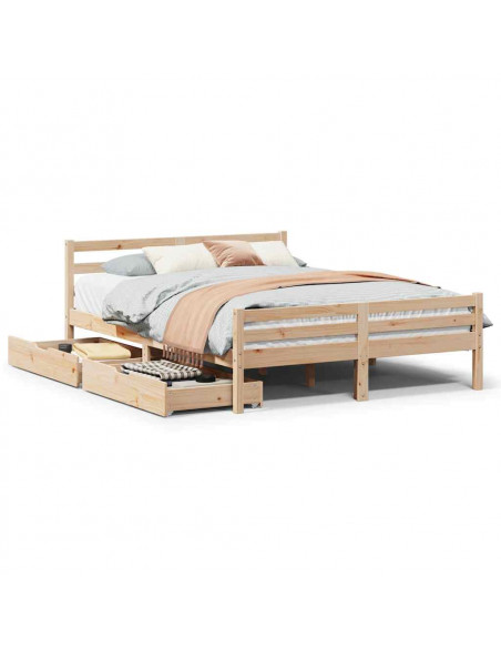 Letto senza Materasso 160x200 cm in Legno Massello di Pino