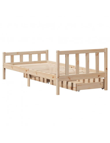 Letto senza Materasso 90x190 cm in Legno Massello di Pino