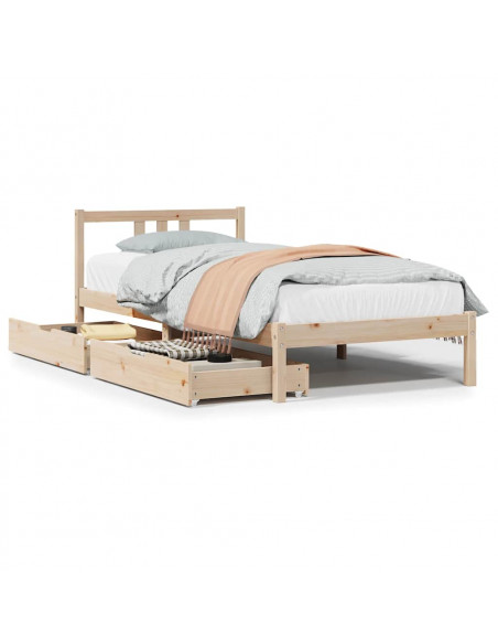Letto senza Materasso 90x190 cm in Legno Massello di Pino