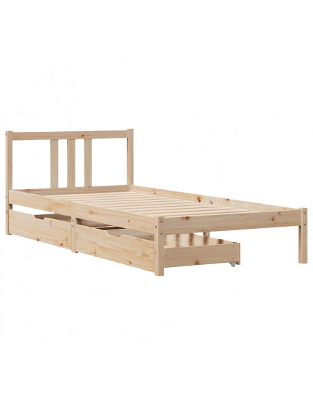 Letto senza Materasso 90x190 cm in Legno Massello di Pino