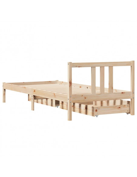 Letto senza Materasso 90x190 cm in Legno Massello di Pino