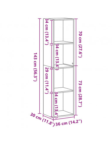 Libreria Rovere Nero 36x30x143 cm in Legno Multistrato