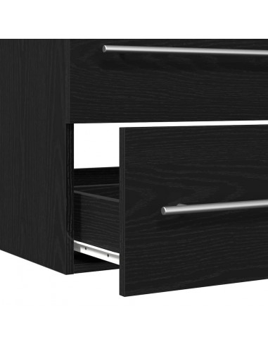 Mobile Lavabo da Bagno Rovere Nero 80x38,5x48 cm in Truciolato