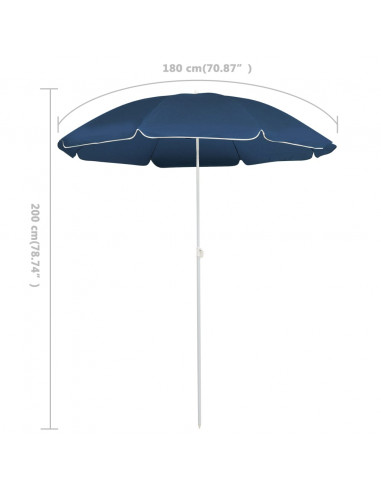 Ombrellone da Esterni con Palo in Acciaio 180 cm Blu