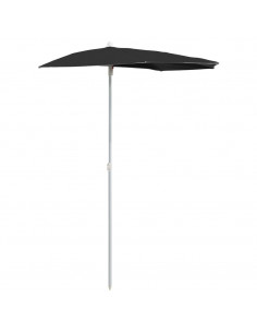 Ombrellone Semicircolare da Giardino con Palo 180x90 cm Nero