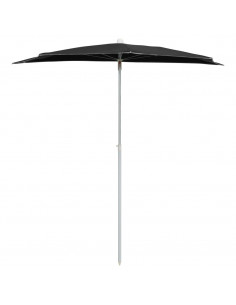 Ombrellone Semicircolare da Giardino con Palo 180x90 cm Nero 2