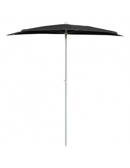 Ombrellone Semicircolare da Giardino con Palo 180x90 cm Nero