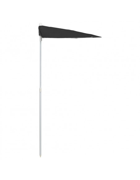 Ombrellone Semicircolare da Giardino con Palo 180x90 cm Nero
