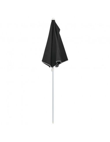 Ombrellone Semicircolare da Giardino con Palo 180x90 cm Nero
