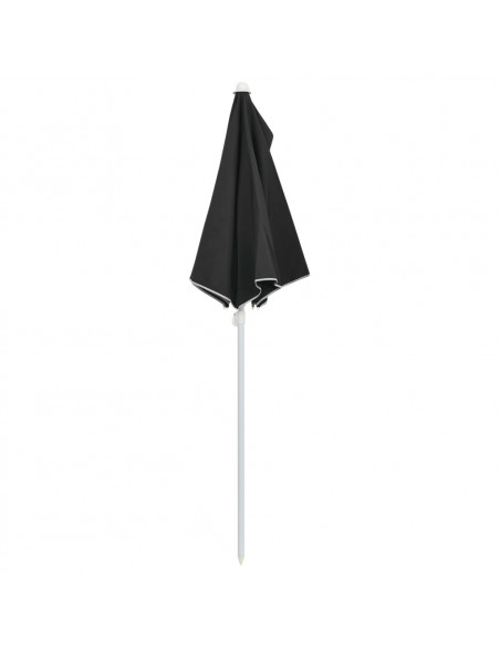 Ombrellone Semicircolare da Giardino con Palo 180x90 cm Nero