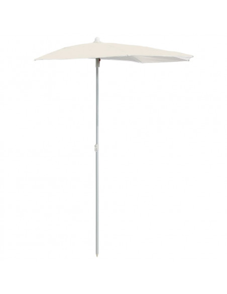 Ombrellone Semicircolare da Giardino con Palo 180x90 cm Sabbia