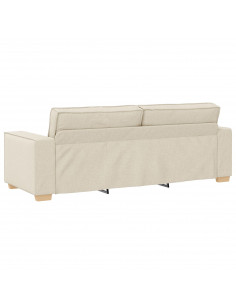 Divano Chair vitaXL in Lino 59 cm Beige Tessuto e Legno Divano 3 posti