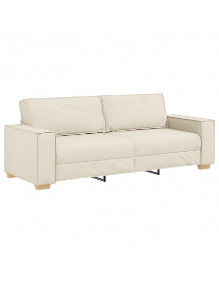 Divano Chair vitaXL in Lino 59 cm Beige Tessuto e Legno Divano 3 posti