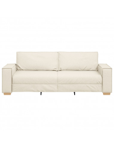 Divano Chair vitaXL in Lino 59 cm Beige Tessuto e Legno Divano 3 posti