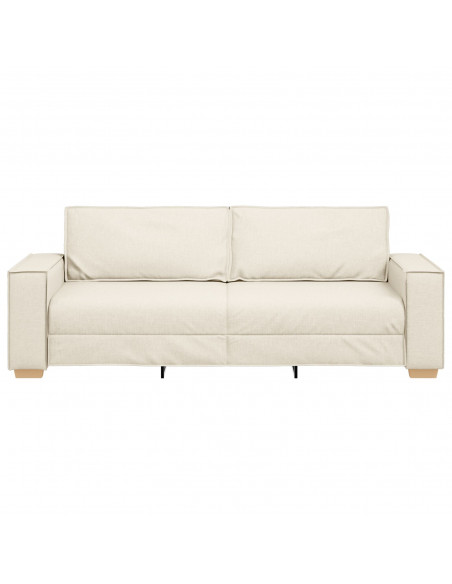 Divano Chair vitaXL in Lino 59 cm Beige Tessuto e Legno Divano 3 posti