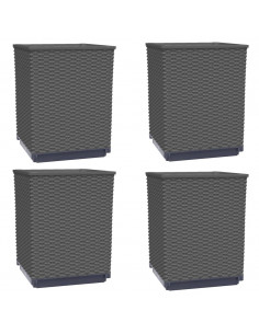 Fioriere 4 pz Nere 30x30x37 cm in Polipropilene