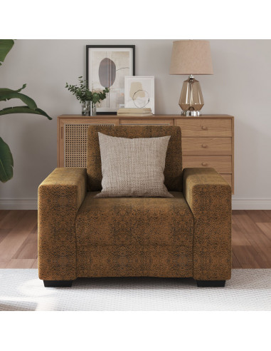 Marrone Poliestere Media Molti Posti Poltrona Rettangolare