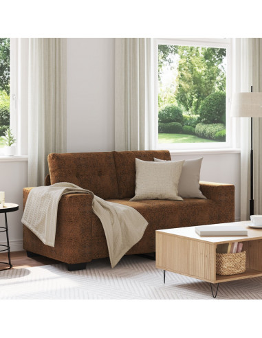 Marrone Tessuto, Legno Media Durevole Divano Loveseat
