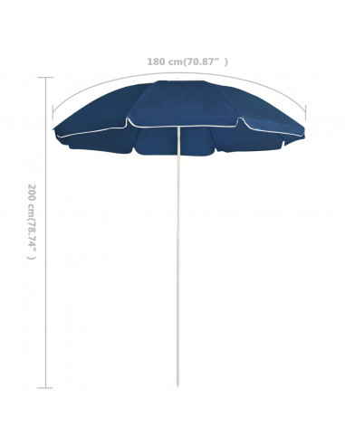 Ombrellone da Esterni con Palo in Acciaio Blu 180 cm