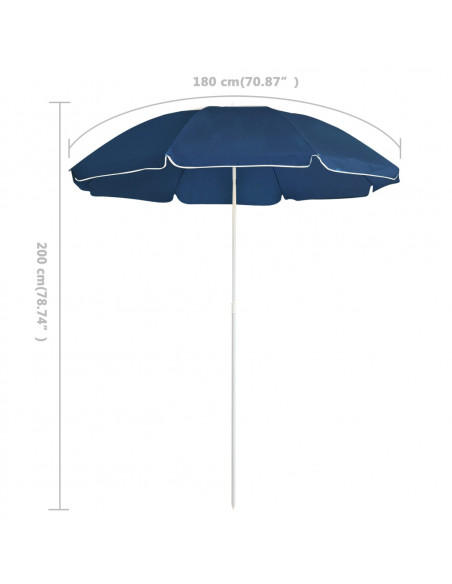Ombrellone da Esterni con Palo in Acciaio Blu 180 cm