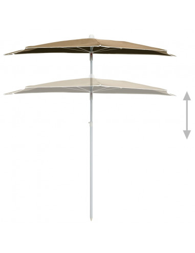 Ombrellone Semicircolare con Palo 180x90 cm Grigio Talpa