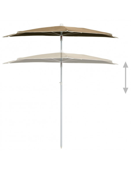 Ombrellone Semicircolare con Palo 180x90 cm Grigio Talpa