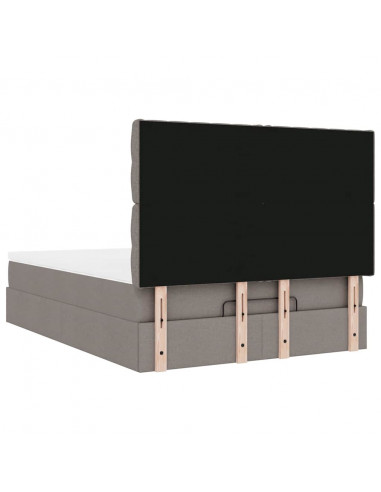 Struttura Letto Pouf con Materasso Tortora 140x190 cm Tessuto