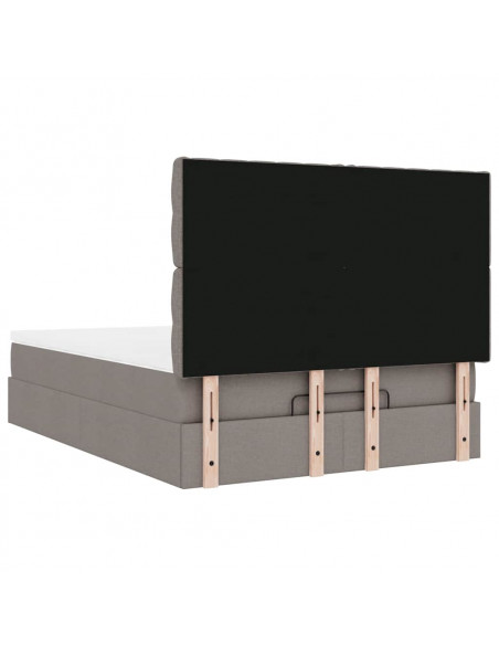 Struttura Letto Pouf con Materasso Tortora 140x190 cm Tessuto