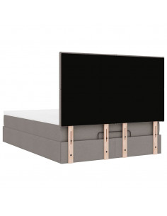 Struttura Letto Pouf con Materasso Tortora 140x190 cm Tessuto