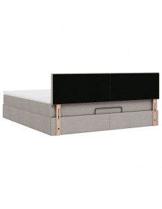 Struttura Letto Pouf con Materasso Tortora 160x200cm in Tessuto