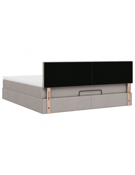 Struttura Letto Pouf con Materasso Tortora 160x200cm in Tessuto