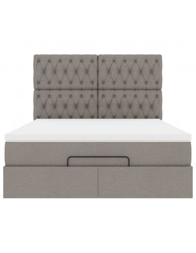 Struttura Letto Pouf con Materasso Tortora 140x190 cm Tessuto